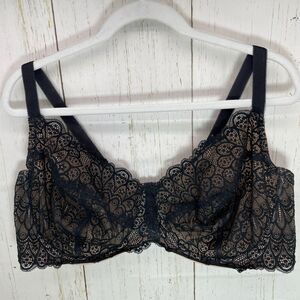 Torrid Women Bra Sz 44DDD Black Lace Unlined Underwire Smooth Adjustable Straps